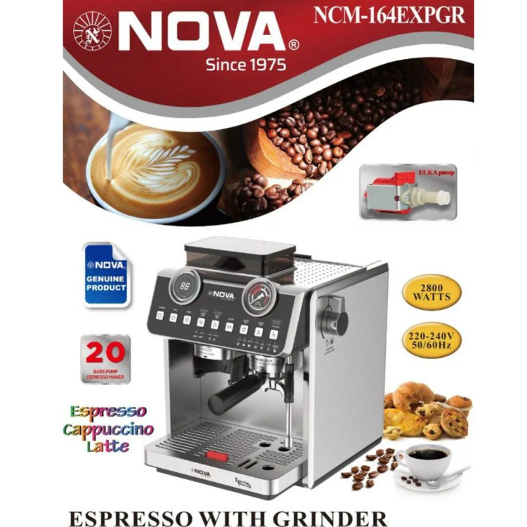 اسپرسو ساز نوا مدل NCM-164آسیاب سرخود با فیلتر استیل